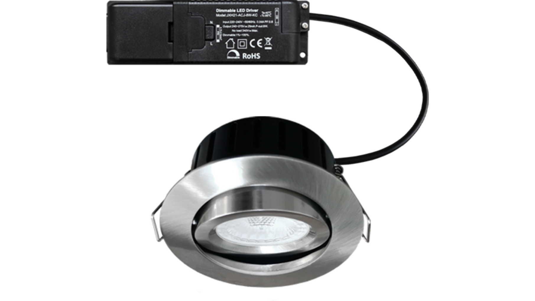 Aosta  kantelbare inb.RVS look  2700K -6W + Triac driver