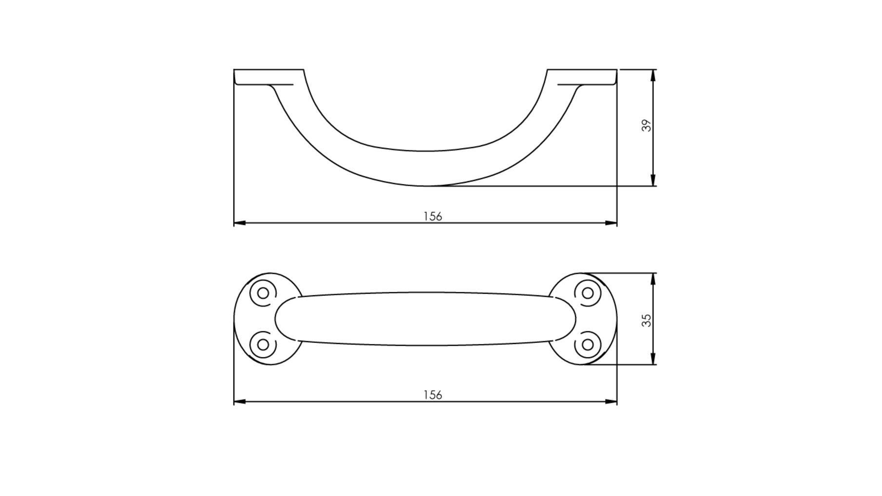 Meubelgreep 156 mm mat zwart