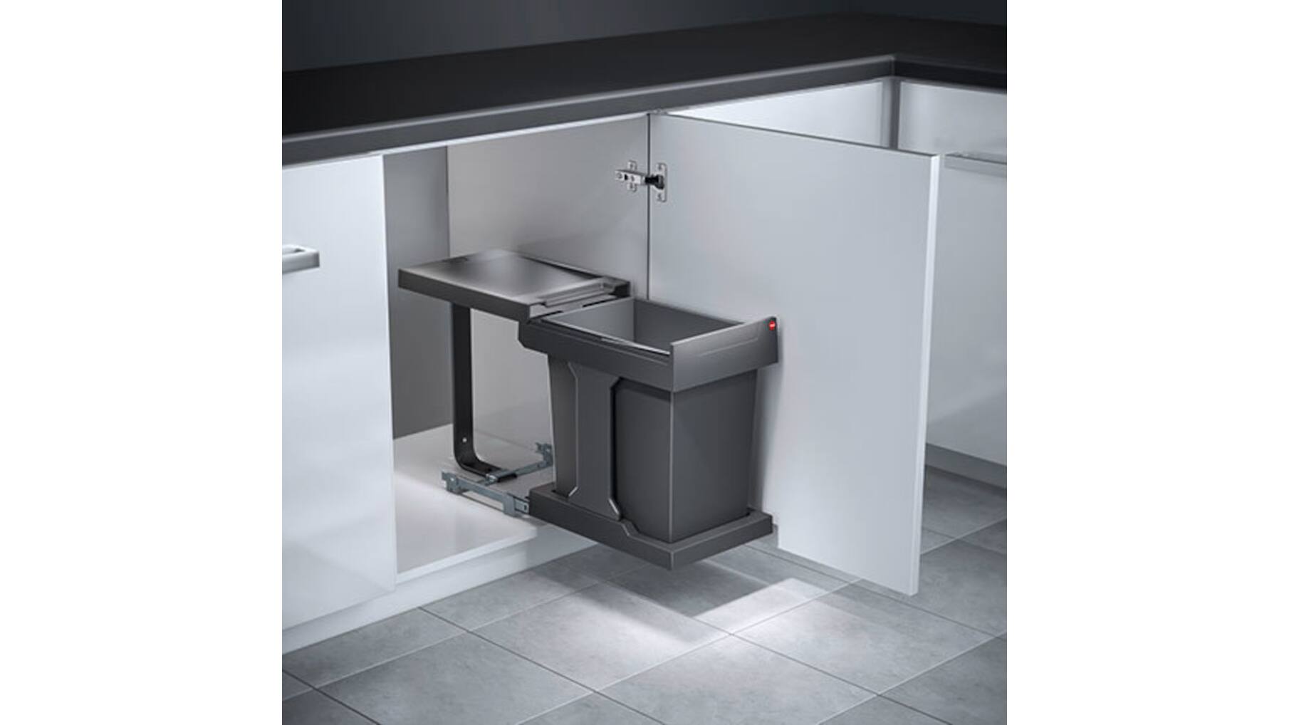Inbouwafvalemmer 1x 20 ltr voor kastbreedte 400mm