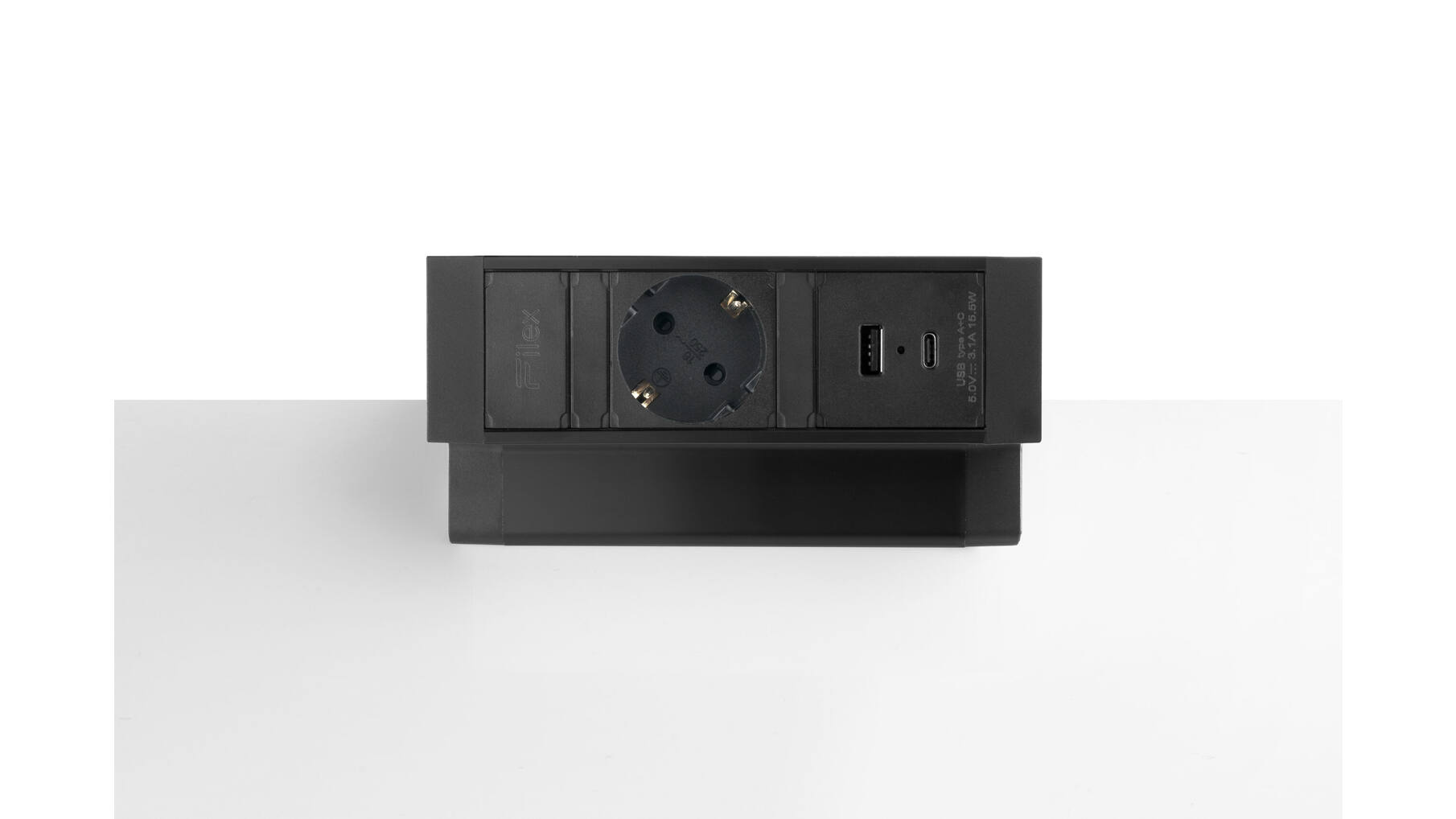 Fellowes power deskup 2.0 zwart 1x USB-A&C 1x220 Schukoplug