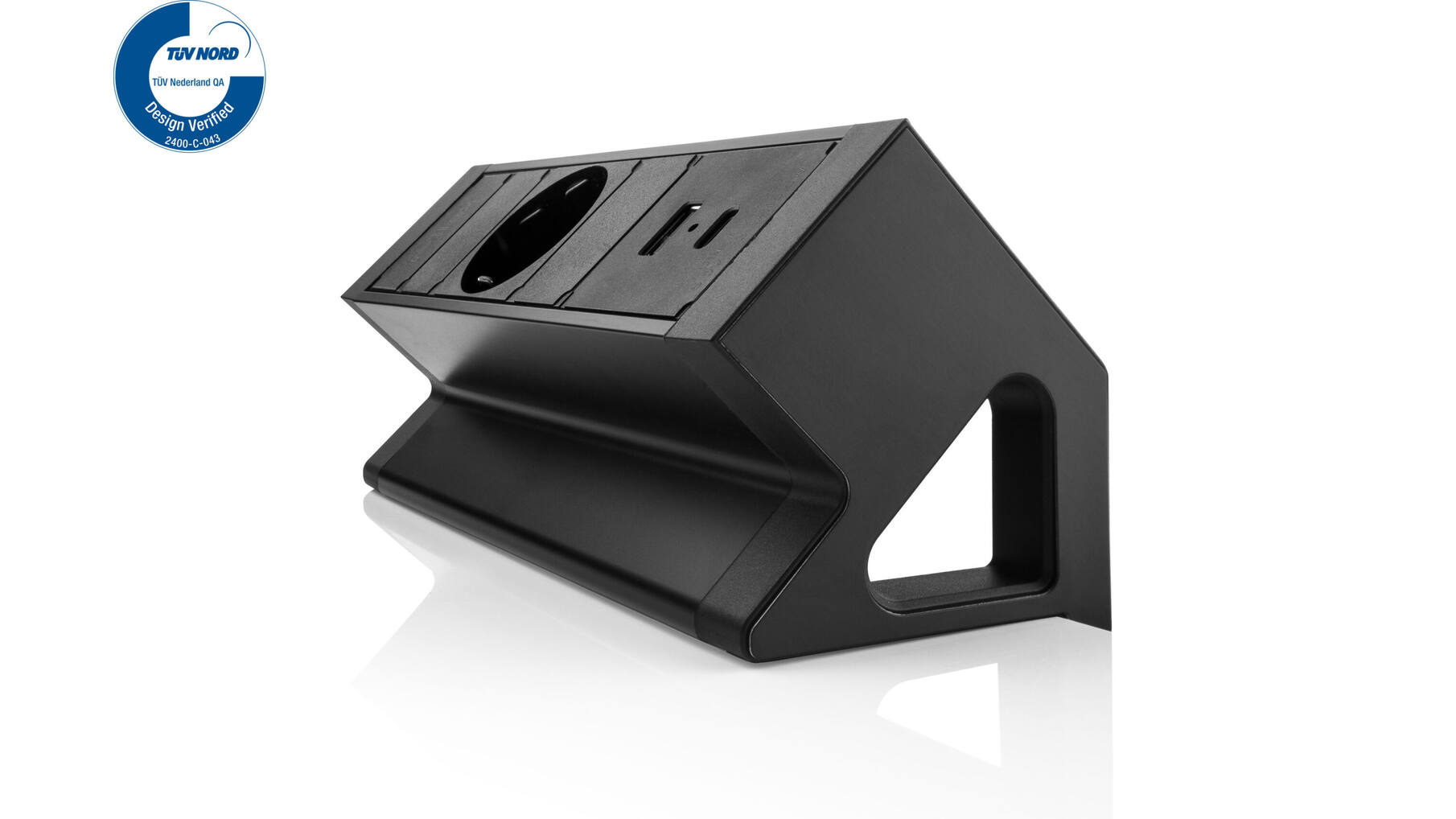 Fellowes power deskup 2.0 zwart 1x USB-A&C 1x220 Schukoplug