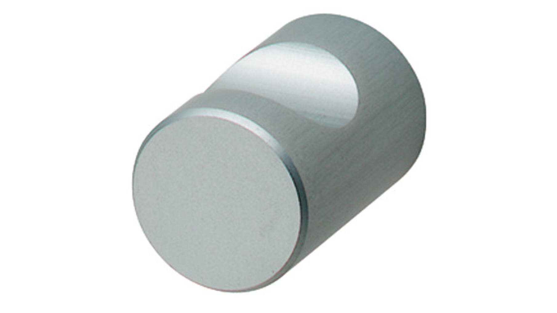 Knop diameter 18mm met uitsparing mat aluminium hoogte 25mm