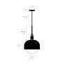 Forked Pendant/Steel/Large Burnt Steel Shade/Large Smo