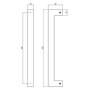 Deurgreep Vierkant per stuk 325x60x25 mm mat zwart