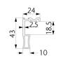 Ocean 1 greeplijst zwart geanodiseerd, lengte 2500mm v/ 18mm