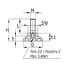 Stelvoet M10x30mm mt beweegbare kst.voet 30x17mm (incl moer)