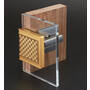 Decorplaat brons voor glasdeur bij heavy duty scharn
