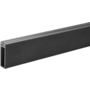 Roede 30x10mm mat zwart met rubber, lengte 2500mm