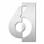 Huisnummer "6" hoogte 75mm, RVS geborsteld