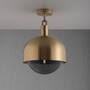 Forked Ceiling/Brass/Large Brass Shade/Large Smoked Gl
