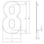 Huisnummer 8 XL hoogte 30cm RVS/mat zwart