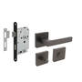 Deurbeslag set toiletslot 63/8mm+deurkruk Hera en WC-sl.