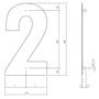 Huisnummer 2 XL hoogte 30cm RVS/mat zwart