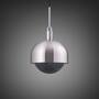 Forked Pendant/Steel/Large Steel Shade/Large Smoked Gl