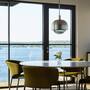 Forked Pendant/Steel/Large Steel Shade/Large Smoked Gl