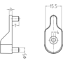 Roedehouder vernikkeld, met 2 duvels 5mm, voor roede 30x15mm