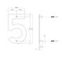 Huisnummer 5 150x2mm RVS geborsteld