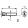 Verbindingshuls M4, met kop vernikkeld, 27mm lang onder kop