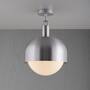 Forked Ceiling/Steel/Large Steel Shade/Large Opal Glob