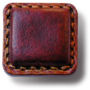 Knop nylon "bruin leder met stiksels" 40x40mm