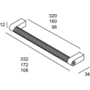 Greep 332x34x12 mm RVS stang, hartmaat 320mm, VE=4 stuks