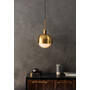 Forked Pendant/Brass/Large Brass Shade/Large Opal Glob