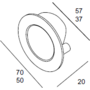 Komgreep rond 50mm mat metallic aluminium, boring 37mm