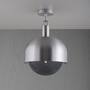 Forked Ceiling/Steel/Large Steel Shade/Large Smoked Gl