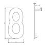Huisnummer 8 150mm RVS geborsteld