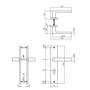 Deurkruk Hera op schild 245x45 mm PCgat 72mm