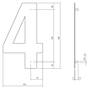 Huisnummer 4 XL hoogte 30cm RVS geborsteld