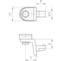Glasplankdrager 5mm stift met zuignap, vernikkeld