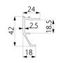 Ocean 1 greeplijst zilver, lengte 2500mm v/ 18mm
