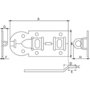 Hangslotrolschuif 80x180mm /schootdikte 5mm/ bocht/ verzinkt