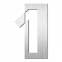 Huisnummer "1" hoogte 75mm, RVS geborsteld