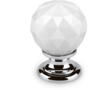 Knop CRYSTAL wit, 30mm, voet massief messing glans chroom