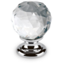 Knop CRYSTAL helder, 25mm, voet massief messing glans chroom