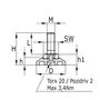 Stelvoet JTH 38 A/M10x50mm, voet 38mm,
