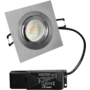 Smooth kantelbare inbouwspot Vierk. Aluminium + Triac driver