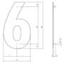 Huisnummer 6 XL hoogte 30cm RVS/mat zwart