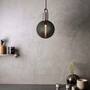 Forked Pendant/Steel/Large Smoked Globe