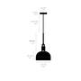 Forked Pendant/Steel/Medium Burnt Steel Shade
