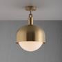Forked Ceiling/Brass/Large Brass Shade/Large Opal Glob