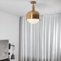 Forked Ceiling/Brass/Large Brass Shade/Large Opal Glob