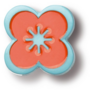Knop nylon bloem 43x43mm oranje met lichtblauw