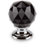Knop CRYSTAL zwart, 30mm, voet massief messing glans chroom