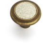 Knop antiek messing 34mm met gebarsten porselein