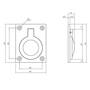 Luikring rechthoekig 65 x 49 mm mat zwart