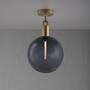 Forked Ceiling/Brass/Large Smoked Globe
