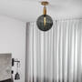 Forked Ceiling/Brass/Large Smoked Globe